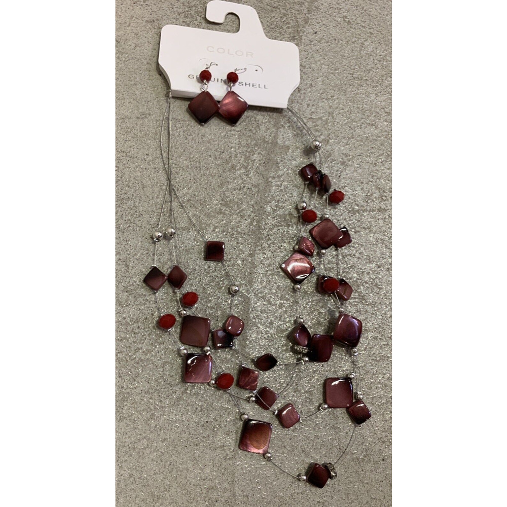 NEW Color Beautiful Necklace & Earning Set With Red Genuine Shells Jewelry Set